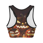 Jack-O'-Lantern Halloween Pumpkin Print Women's Sports Bra