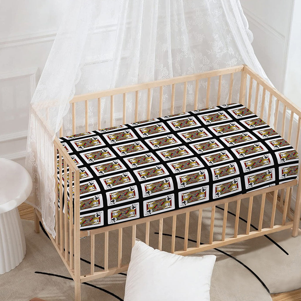 Jack Of Clubs Playing Card Pattern Print Baby Crib Sheet