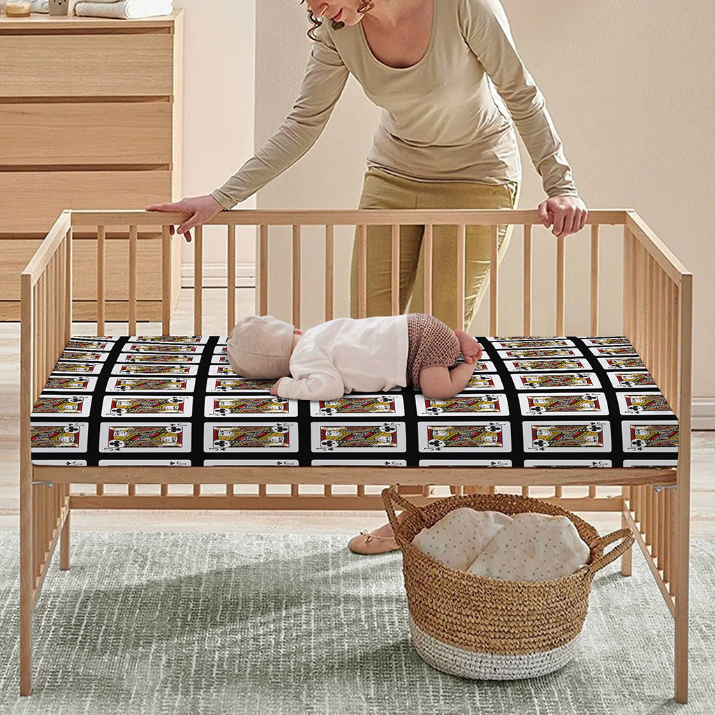Jack Of Clubs Playing Card Pattern Print Baby Crib Sheet