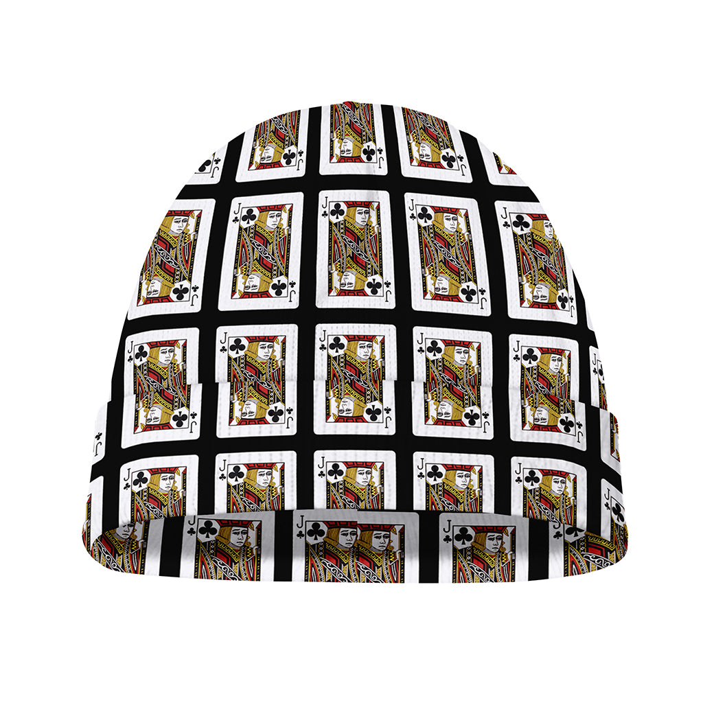 Jack Of Clubs Playing Card Pattern Print Beanie