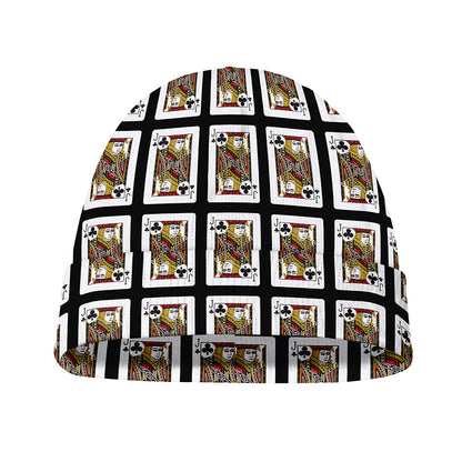 Jack Of Clubs Playing Card Pattern Print Beanie