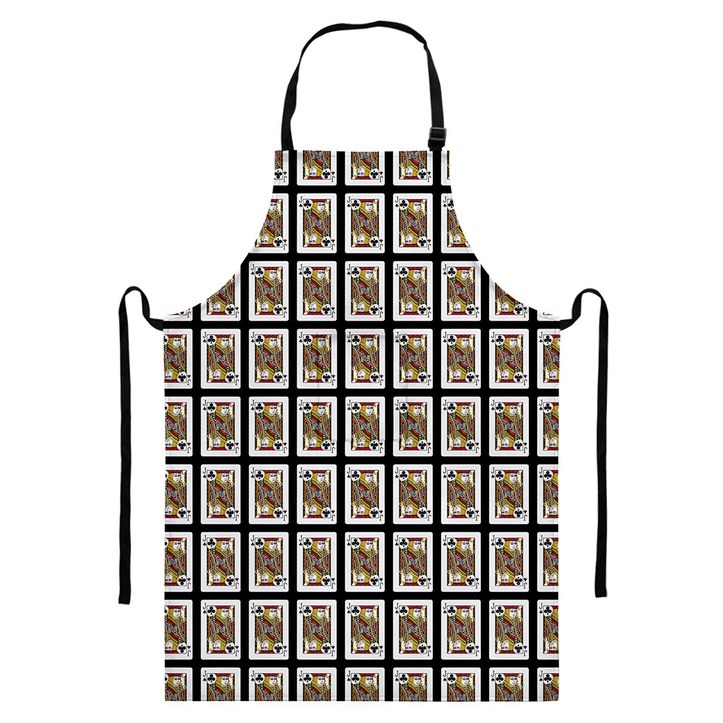 Jack Of Clubs Playing Card Pattern Print Bib Apron With Pocket