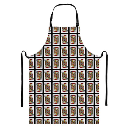 Jack Of Clubs Playing Card Pattern Print Bib Apron With Pocket