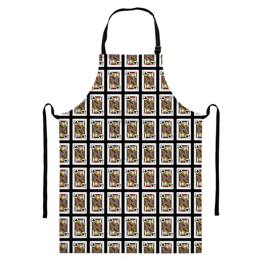 Jack Of Clubs Playing Card Pattern Print Bib Apron With Pocket
