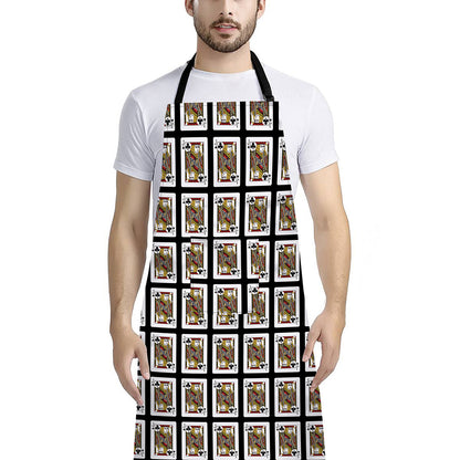 Jack Of Clubs Playing Card Pattern Print Bib Apron With Pocket