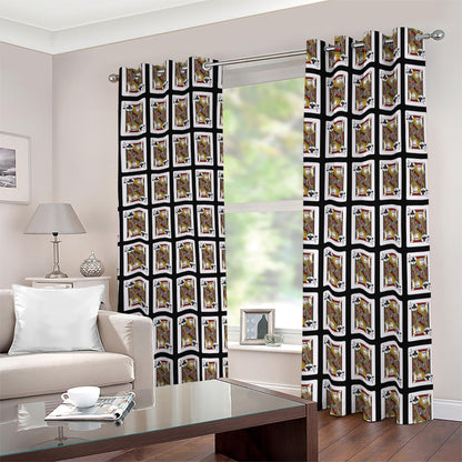 Jack Of Clubs Playing Card Pattern Print Blackout Grommet Curtains