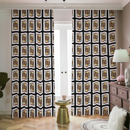 Jack Of Clubs Playing Card Pattern Print Blackout Pencil Pleat Curtains
