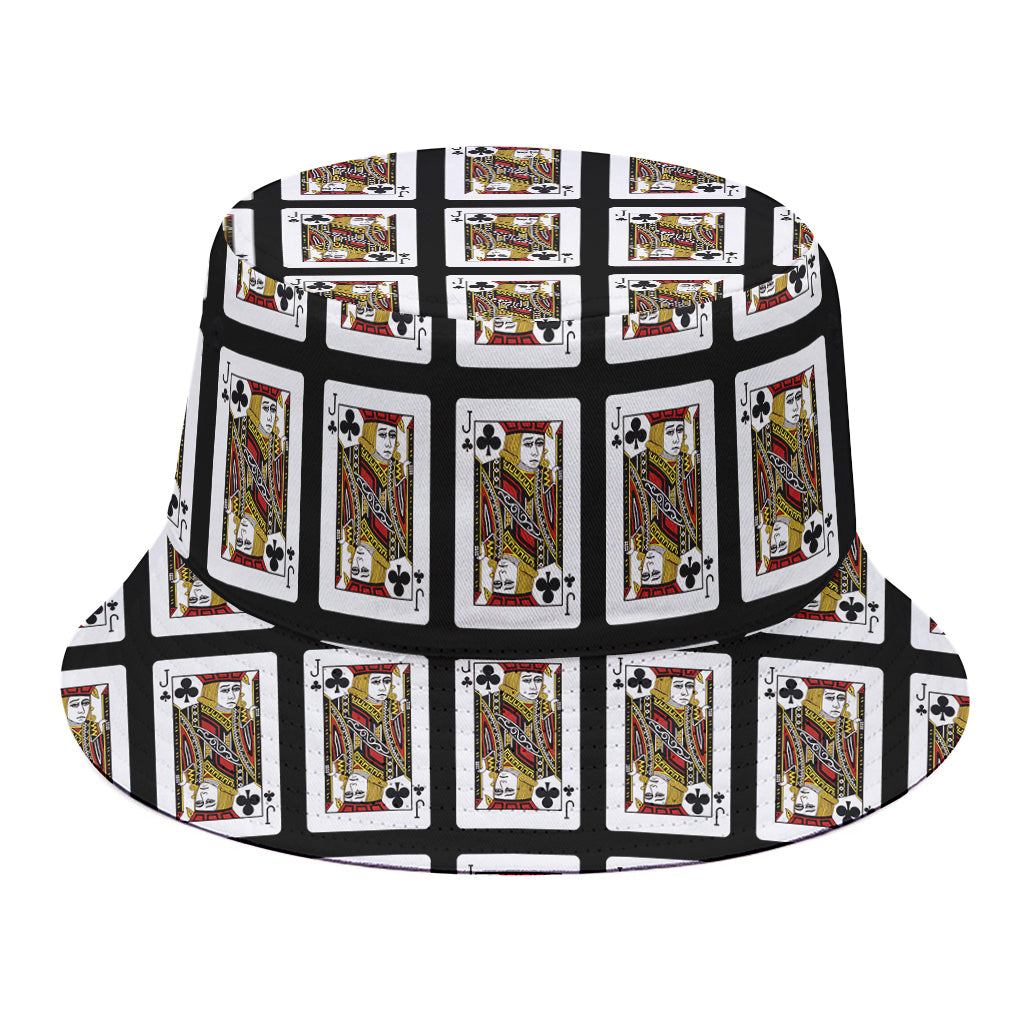 Jack Of Clubs Playing Card Pattern Print Bucket Hat