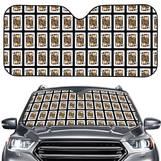 Jack Of Clubs Playing Card Pattern Print Car Windshield Sun Shade