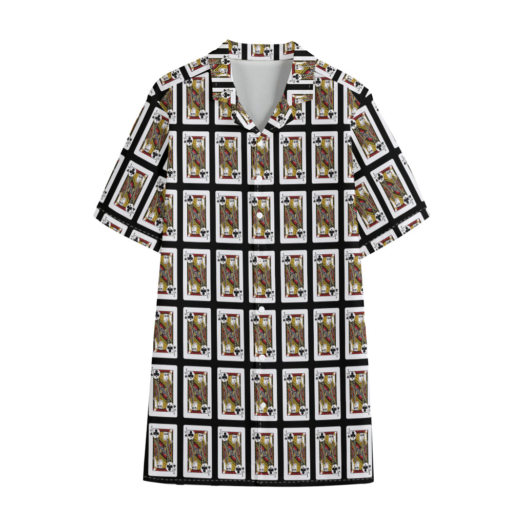 Jack Of Clubs Playing Card Pattern Print Cotton Hawaiian Shirt