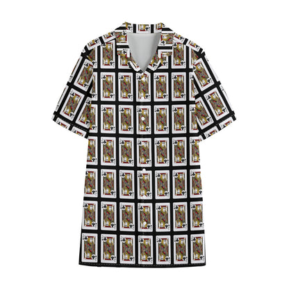 Jack Of Clubs Playing Card Pattern Print Cotton Hawaiian Shirt