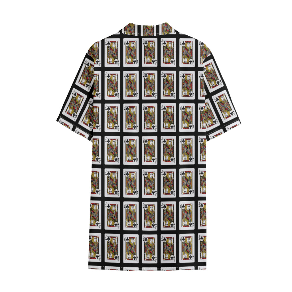 Jack Of Clubs Playing Card Pattern Print Cotton Hawaiian Shirt