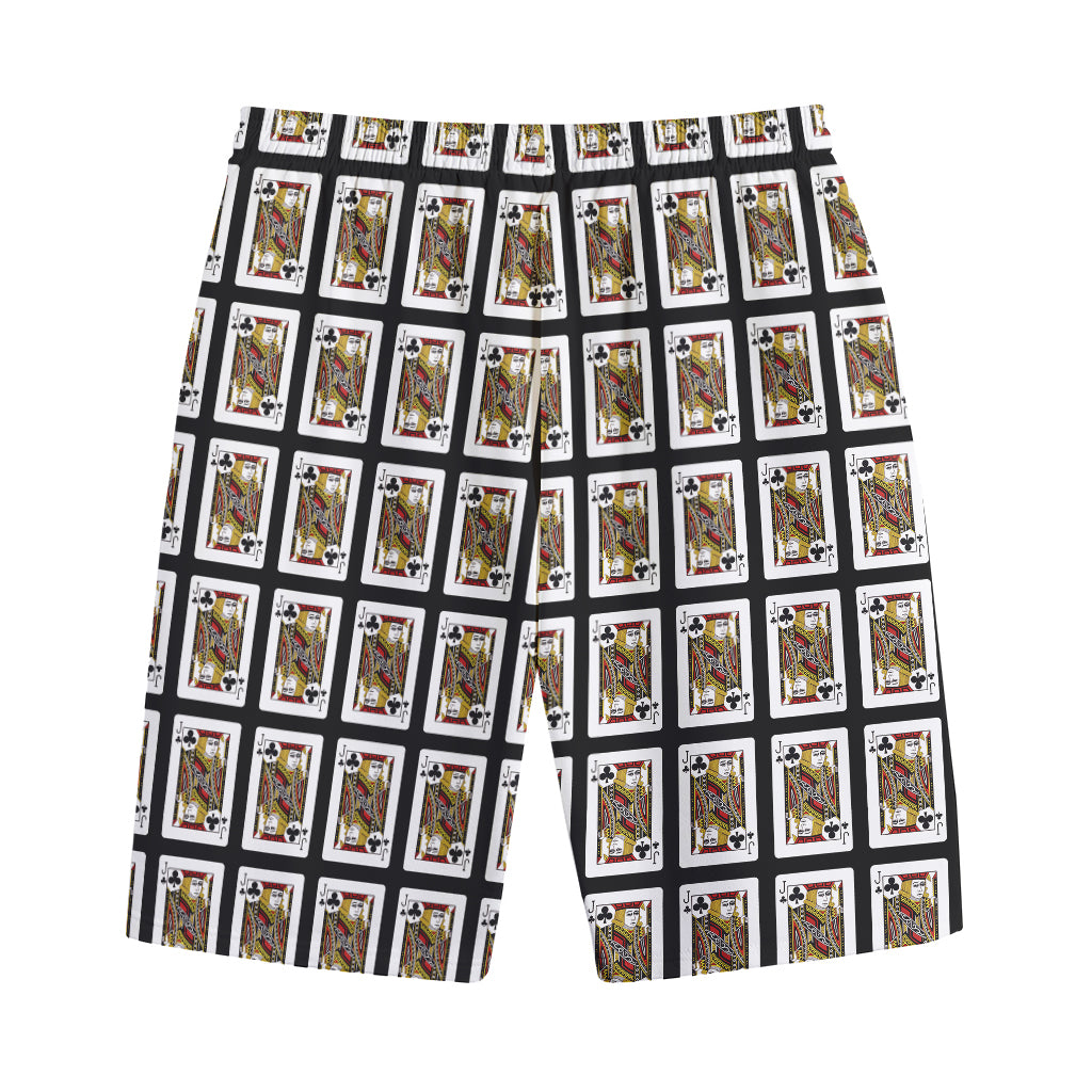 Jack Of Clubs Playing Card Pattern Print Cotton Shorts
