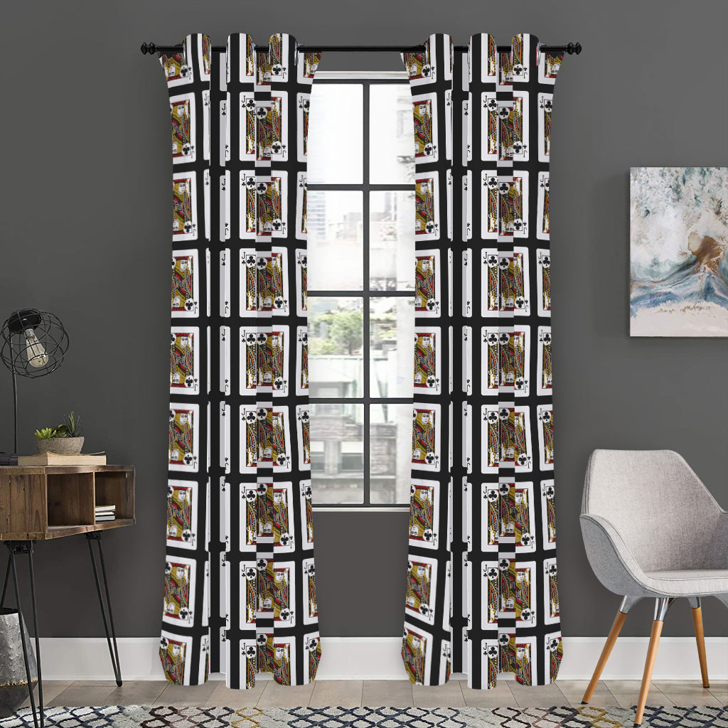 Jack Of Clubs Playing Card Pattern Print Curtain