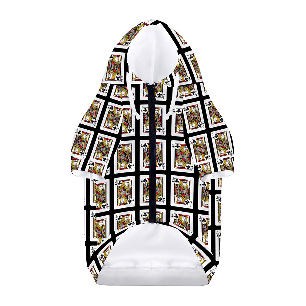 Jack Of Clubs Playing Card Pattern Print Dog Zip Up Hoodie