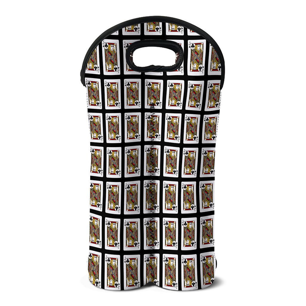 Jack Of Clubs Playing Card Pattern Print Double Neoprene Wine Tote