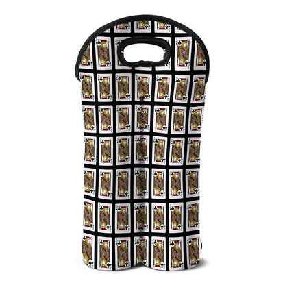 Jack Of Clubs Playing Card Pattern Print Double Neoprene Wine Tote
