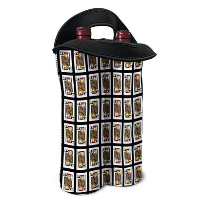 Jack Of Clubs Playing Card Pattern Print Double Neoprene Wine Tote