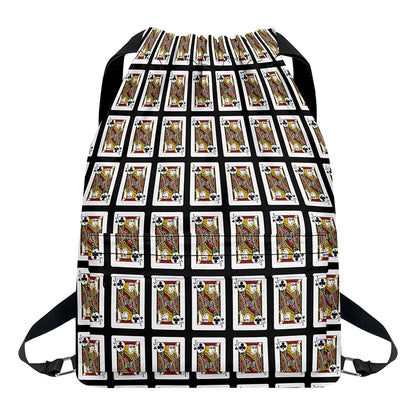 Jack Of Clubs Playing Card Pattern Print Drawstring Backpack