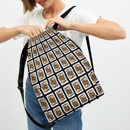 Jack Of Clubs Playing Card Pattern Print Drawstring Backpack
