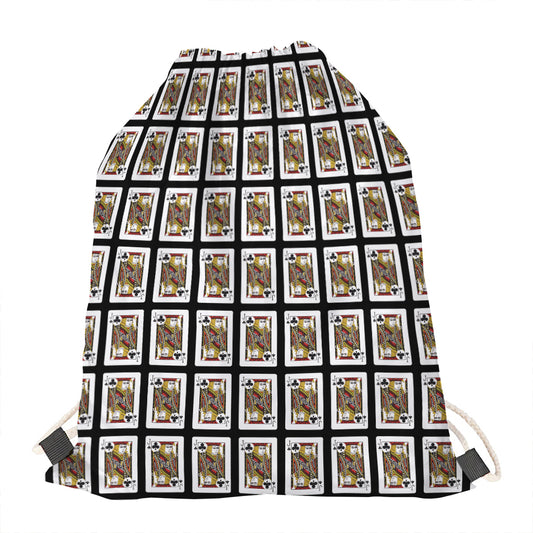 Jack Of Clubs Playing Card Pattern Print Drawstring Bag