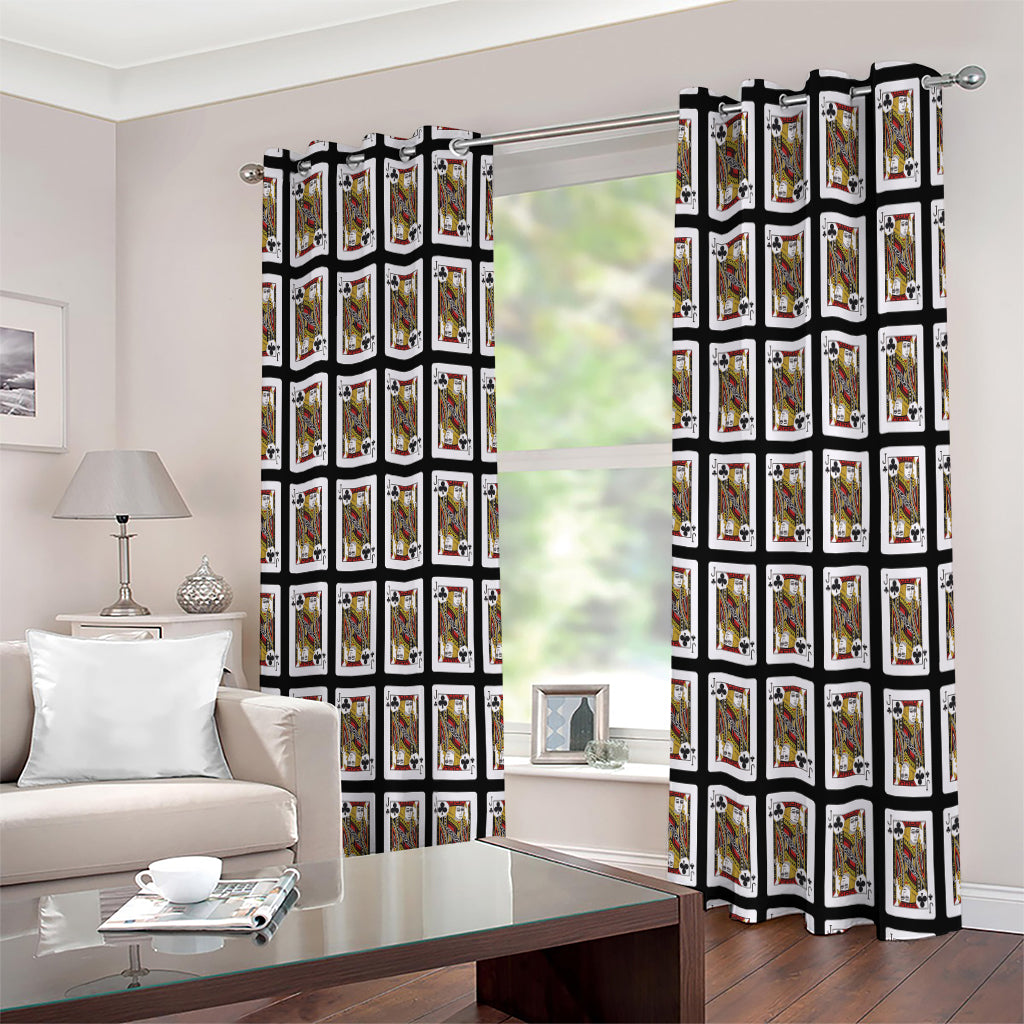 Jack Of Clubs Playing Card Pattern Print Extra Wide Grommet Curtains