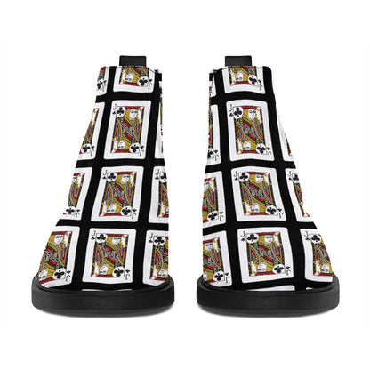 Jack Of Clubs Playing Card Pattern Print Flat Ankle Boots