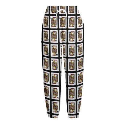 Jack Of Clubs Playing Card Pattern Print Fleece Lined Knit Pants