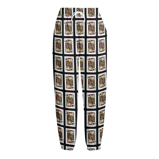 Jack Of Clubs Playing Card Pattern Print Fleece Lined Knit Pants