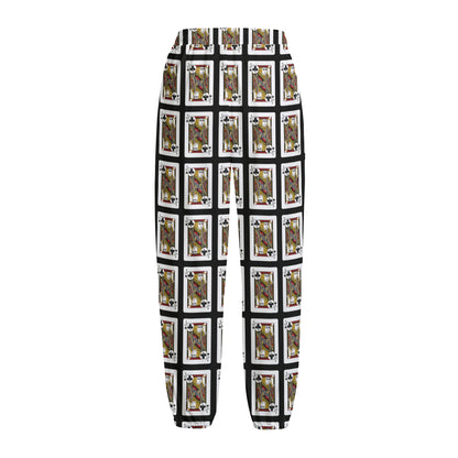 Jack Of Clubs Playing Card Pattern Print Fleece Lined Knit Pants