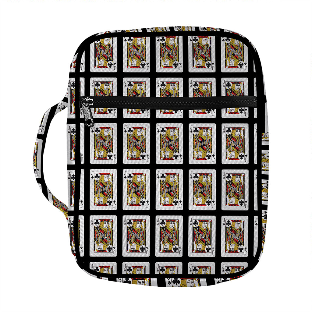 Jack Of Clubs Playing Card Pattern Print Front Pocket Bible Bag