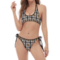 Jack Of Clubs Playing Card Pattern Print Halter Scoop Tie Side Bikini