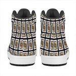 Jack Of Clubs Playing Card Pattern Print High Top Leather Sneakers
