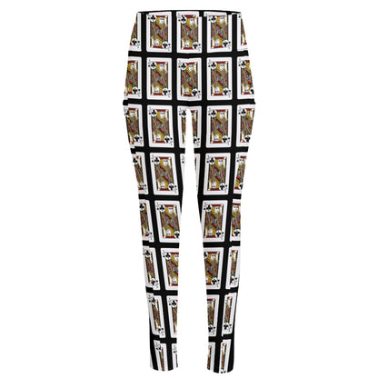Jack Of Clubs Playing Card Pattern Print High-Waisted Pocket Leggings