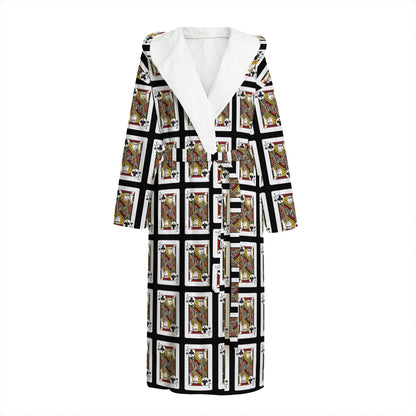 Jack Of Clubs Playing Card Pattern Print Hooded Bathrobe