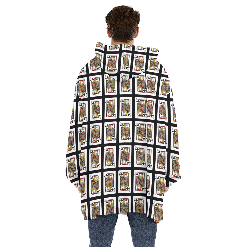 Jack Of Clubs Playing Card Pattern Print Hoodie Blanket