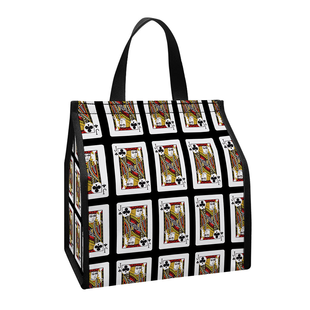 Jack Of Clubs Playing Card Pattern Print Insulated Lunch Tote