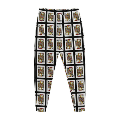 Jack Of Clubs Playing Card Pattern Print Jogger Pants