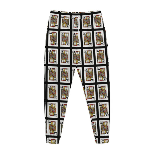 Jack Of Clubs Playing Card Pattern Print Jogger Pants