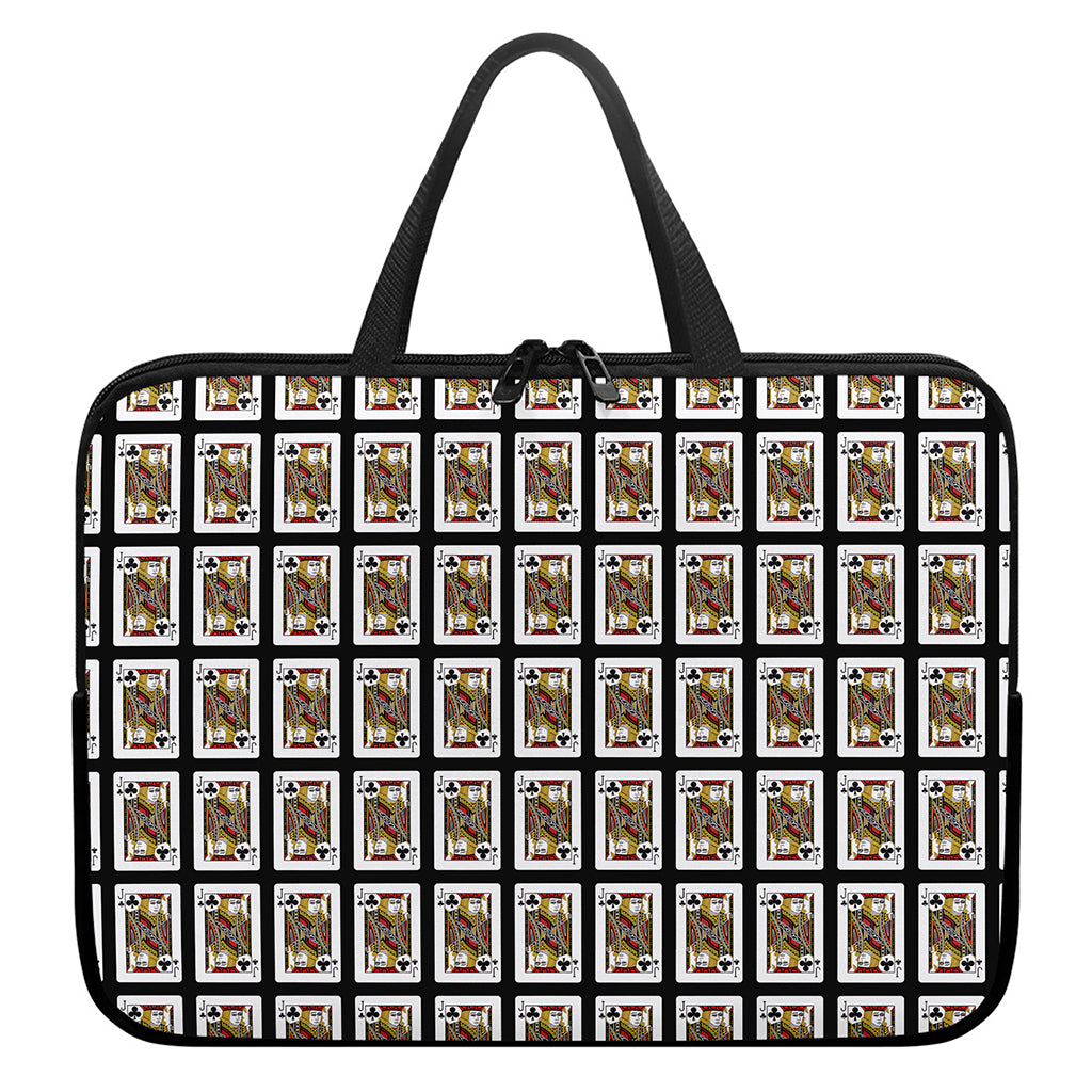 Jack Of Clubs Playing Card Pattern Print Laptop Sleeve With Handle