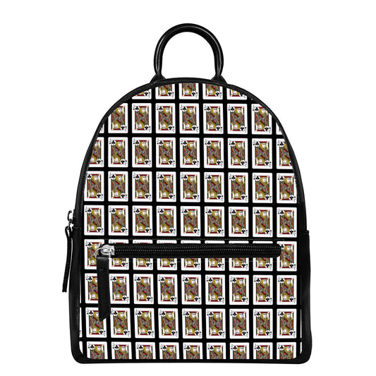 Jack Of Clubs Playing Card Pattern Print Leather Backpack