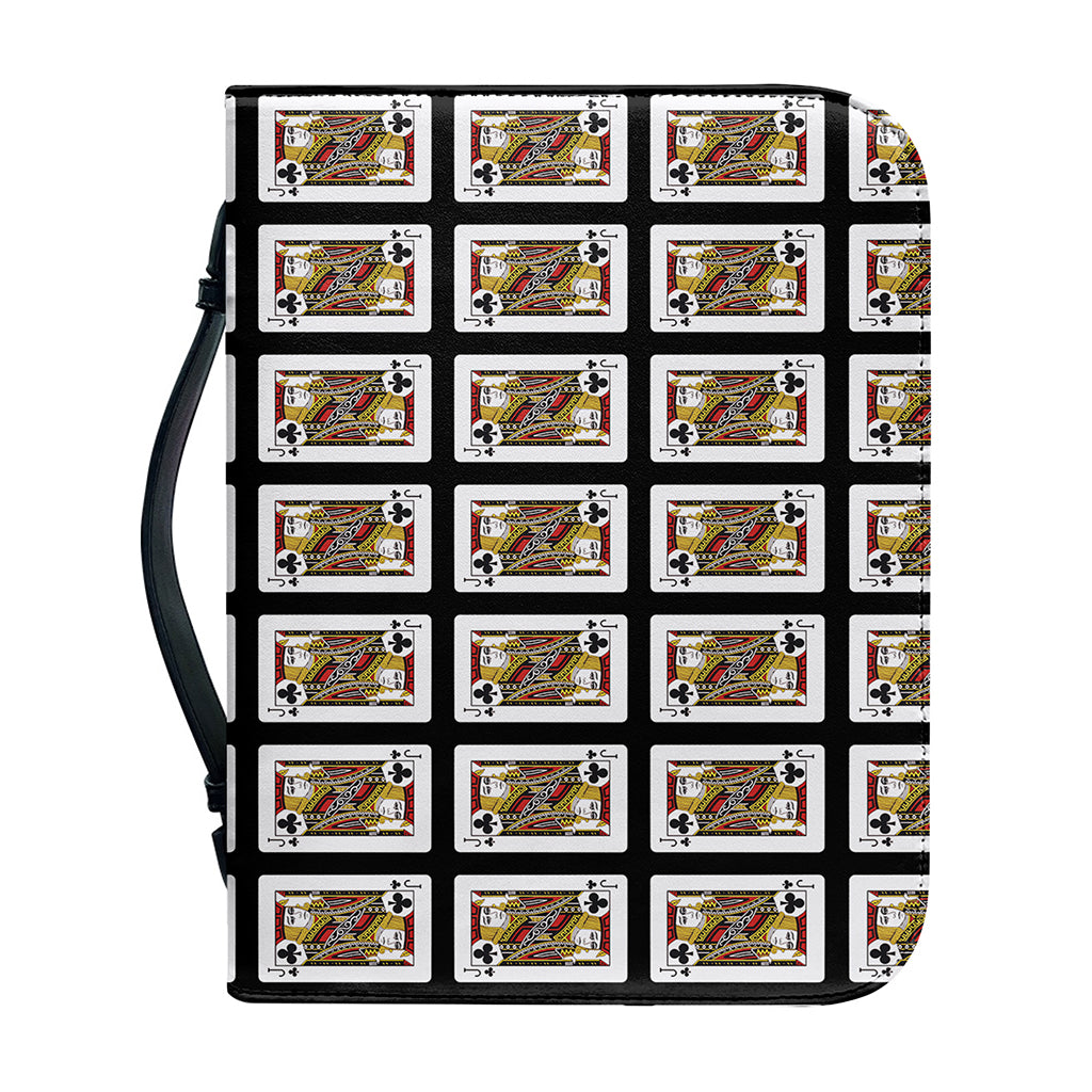 Jack Of Clubs Playing Card Pattern Print Leather Bible Cover