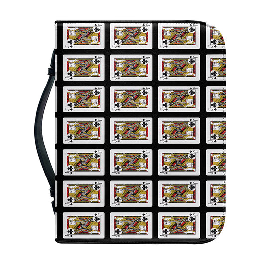 Jack Of Clubs Playing Card Pattern Print Leather Bible Cover