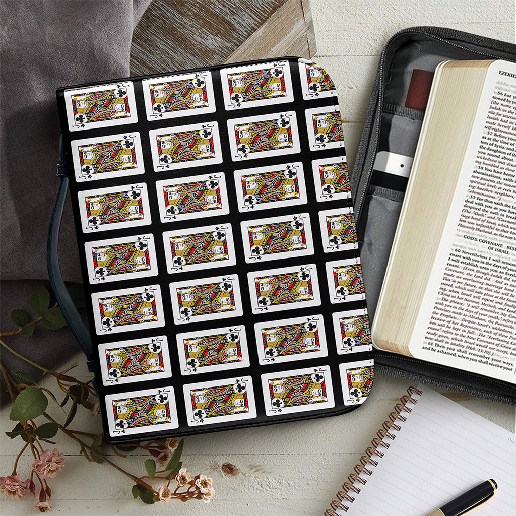 Jack Of Clubs Playing Card Pattern Print Leather Bible Cover
