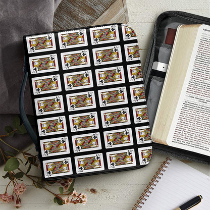 Jack Of Clubs Playing Card Pattern Print Leather Bible Cover