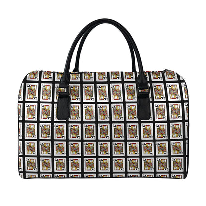 Jack Of Clubs Playing Card Pattern Print Leather Duffle Bag