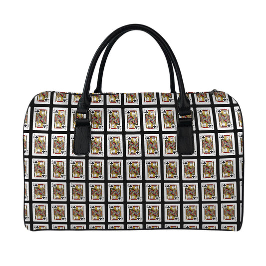 Jack Of Clubs Playing Card Pattern Print Leather Duffle Bag