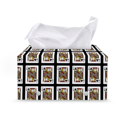 Jack Of Clubs Playing Card Pattern Print Leather Tissue Box Cover