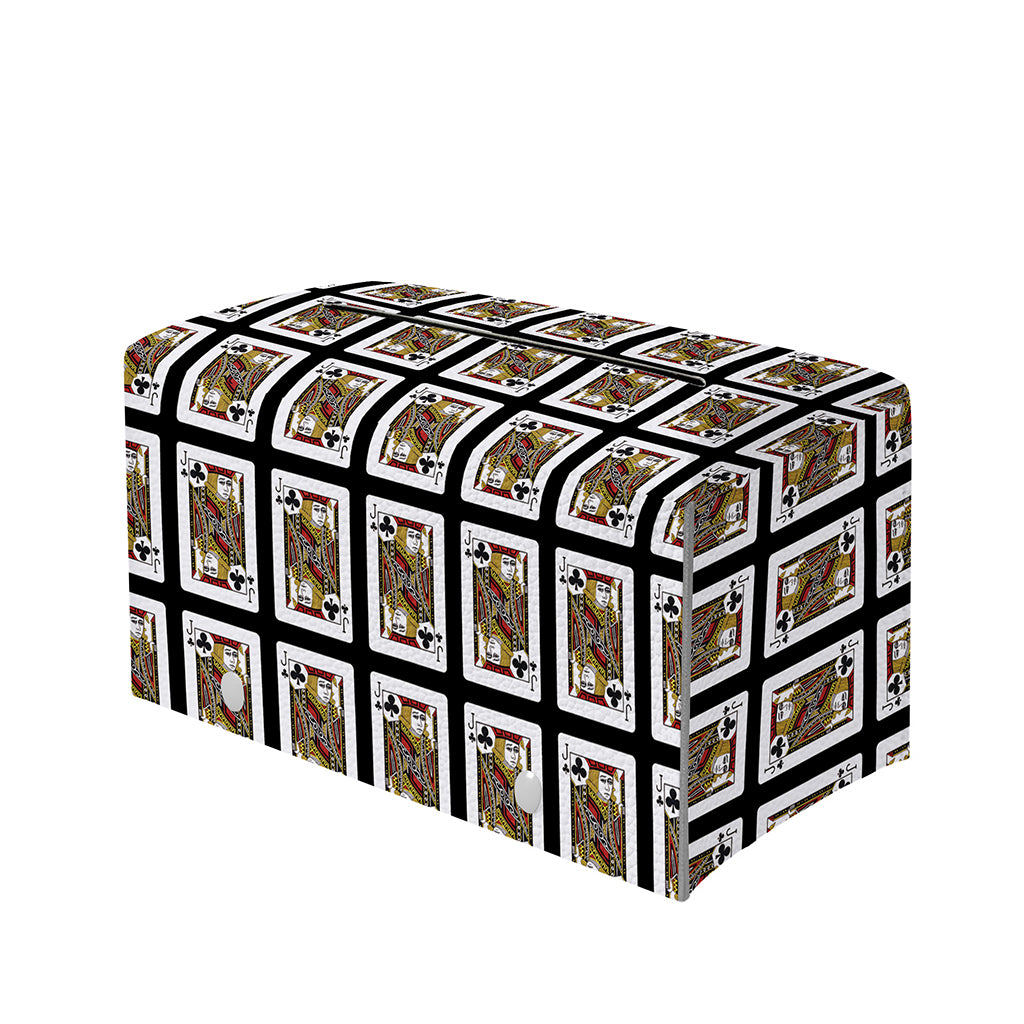 Jack Of Clubs Playing Card Pattern Print Leather Tissue Box Cover