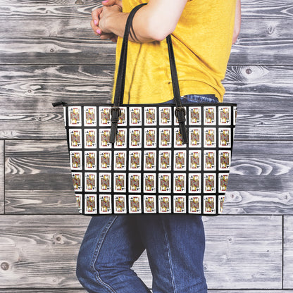 Jack Of Clubs Playing Card Pattern Print Leather Tote Bag